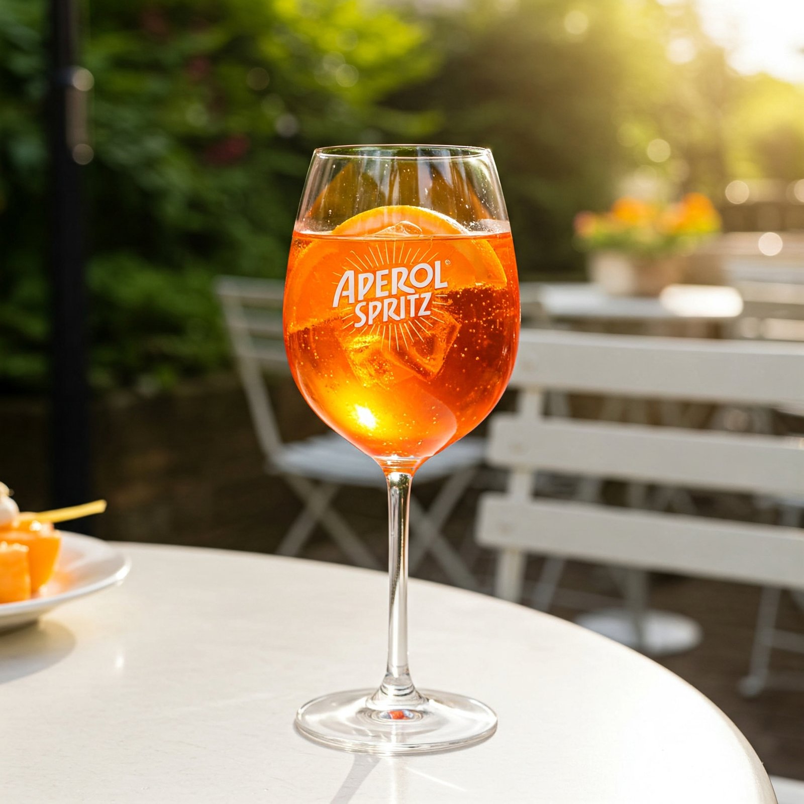 Beautiful Aperol Spritz cocktail outdoors in the sunshine