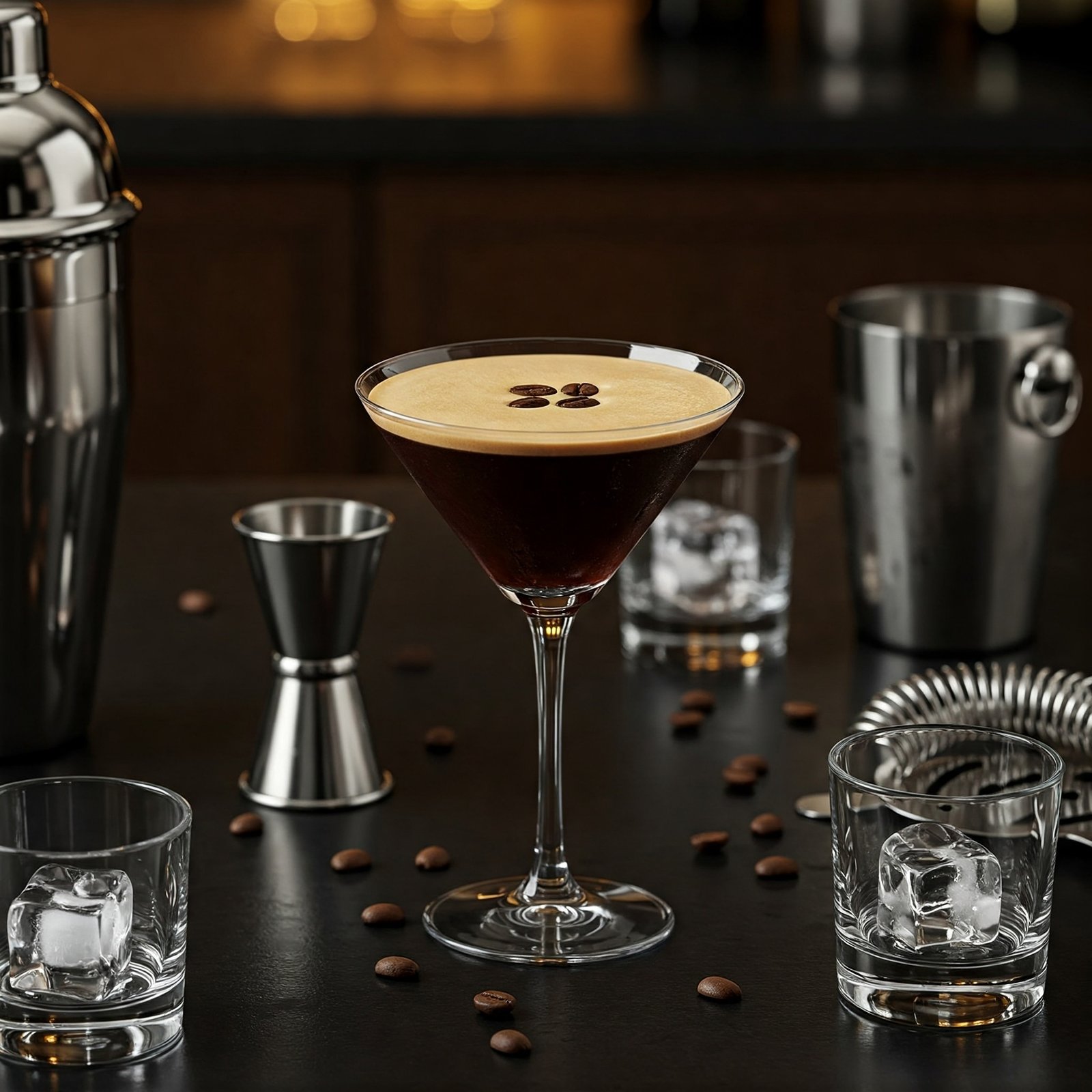 Espresso Martini beautiful cocktail bar display