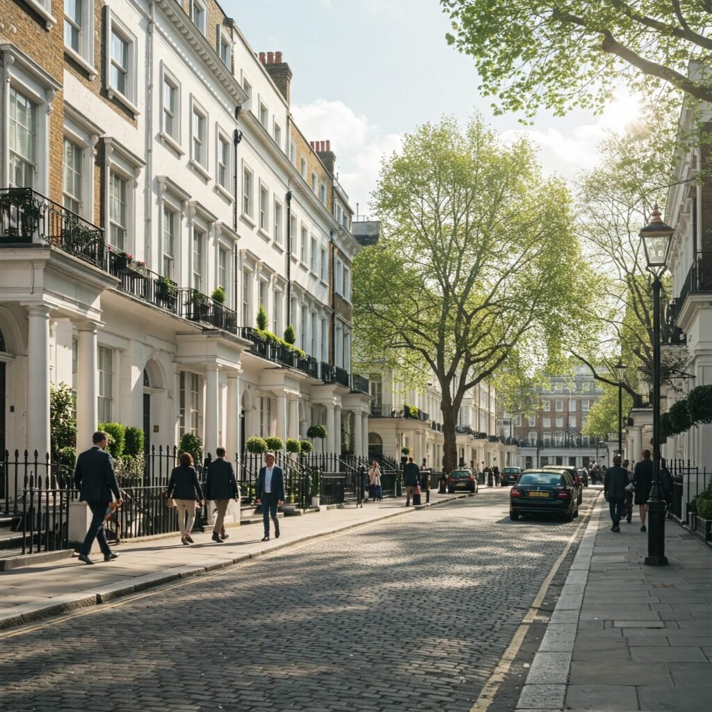 Mayfair London beautiful daytime street scene